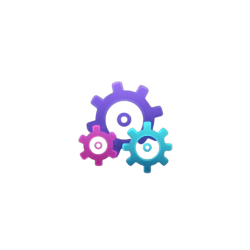 Three colorful gears on a white background